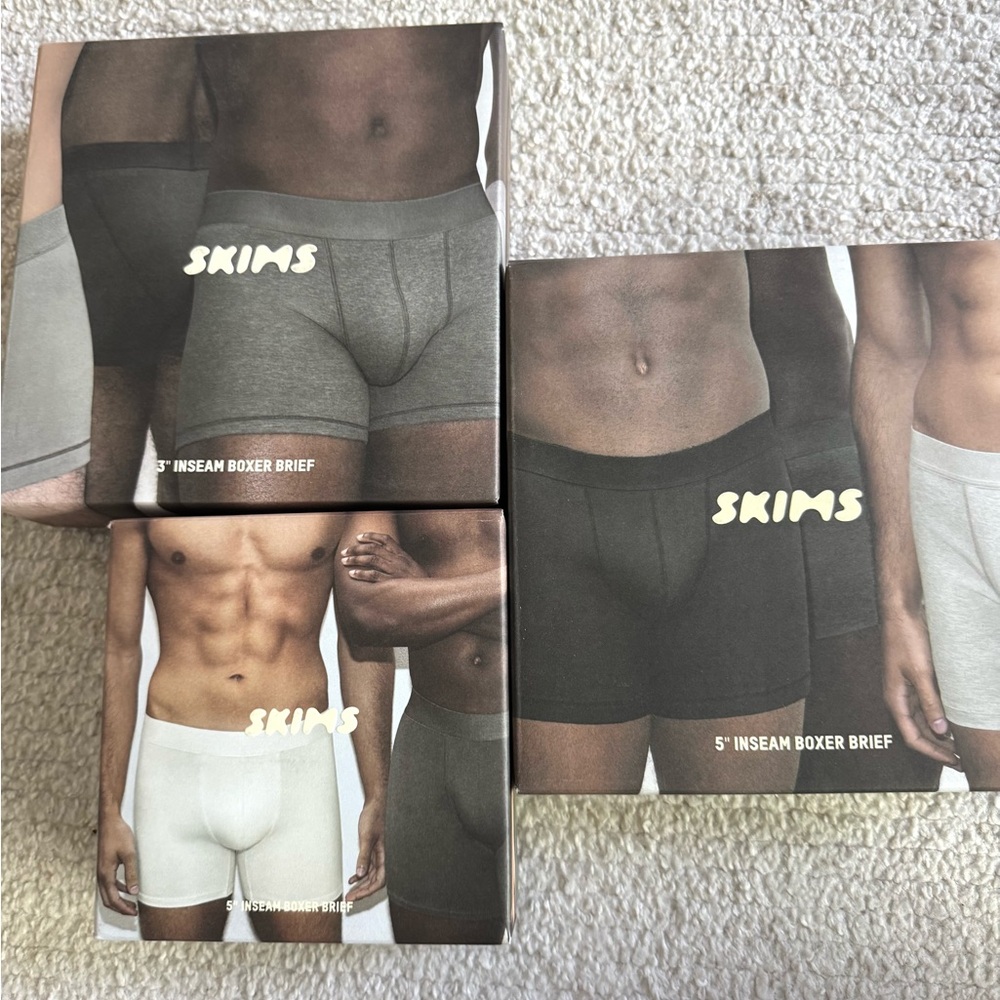 SKIMS Men's Boxer Briefs - Black, Gray, and White